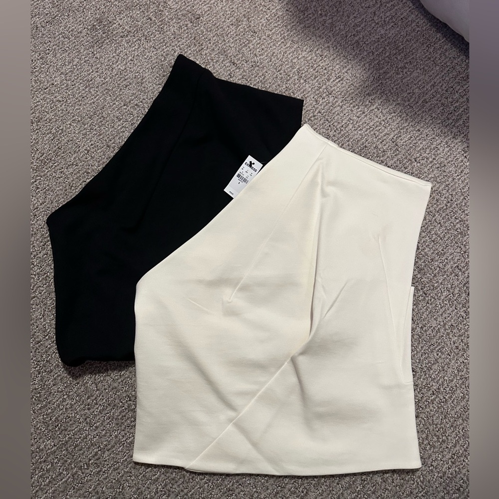 Elegant Black and Cream Women's off the shoulder Shirt Set